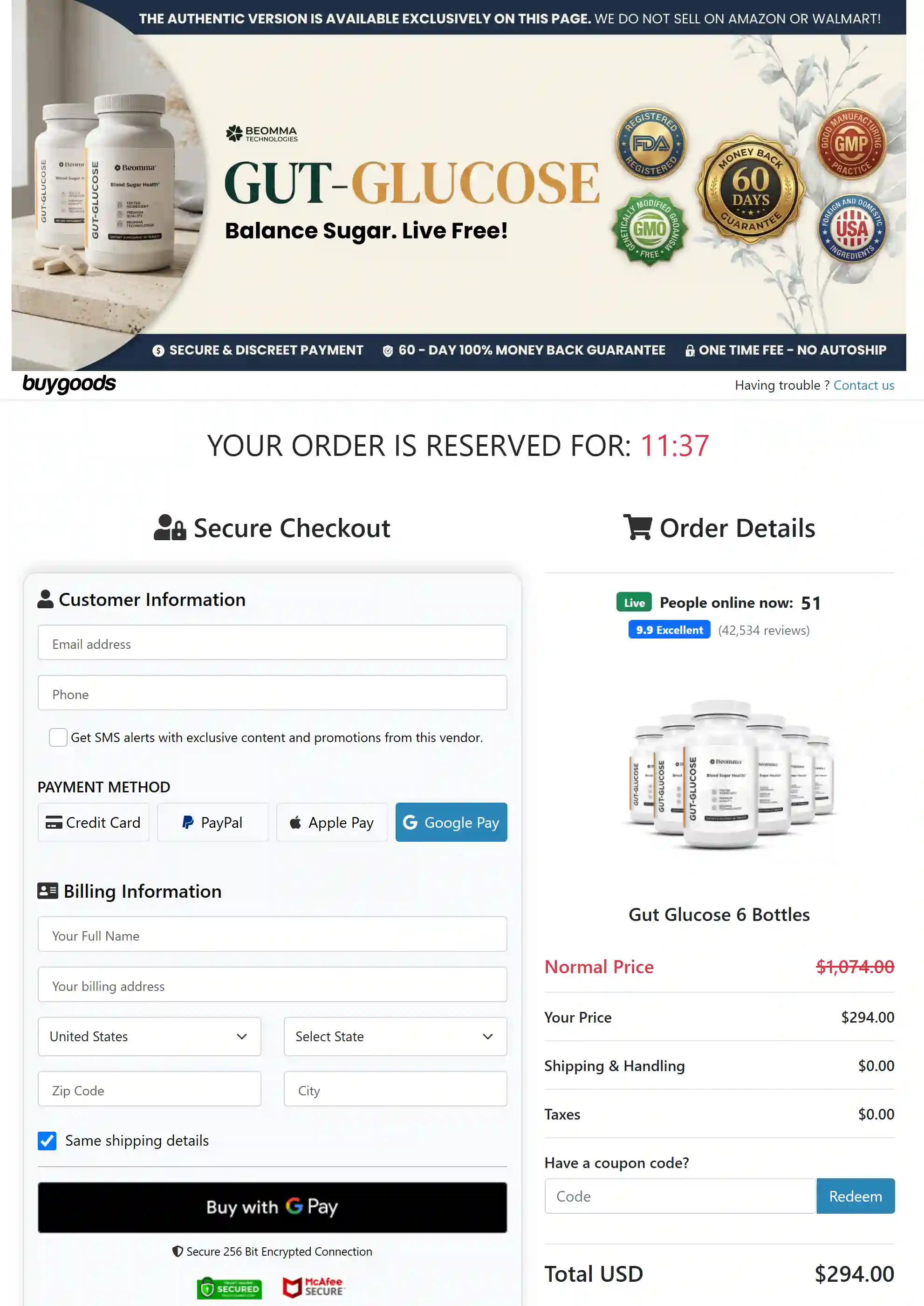 GutGlucose CheckoutPage
